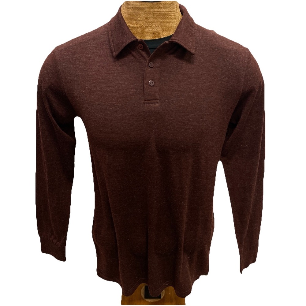 New Merino.Tech Merino Lite‎ Burgundy Polo Shirt Men's M 100% Superfine Wool NWT